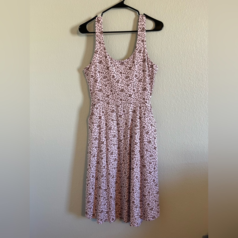 NWT Pact Purple Floral Fit & Flare Tieback Dress (Small) - Picture 3 of 8